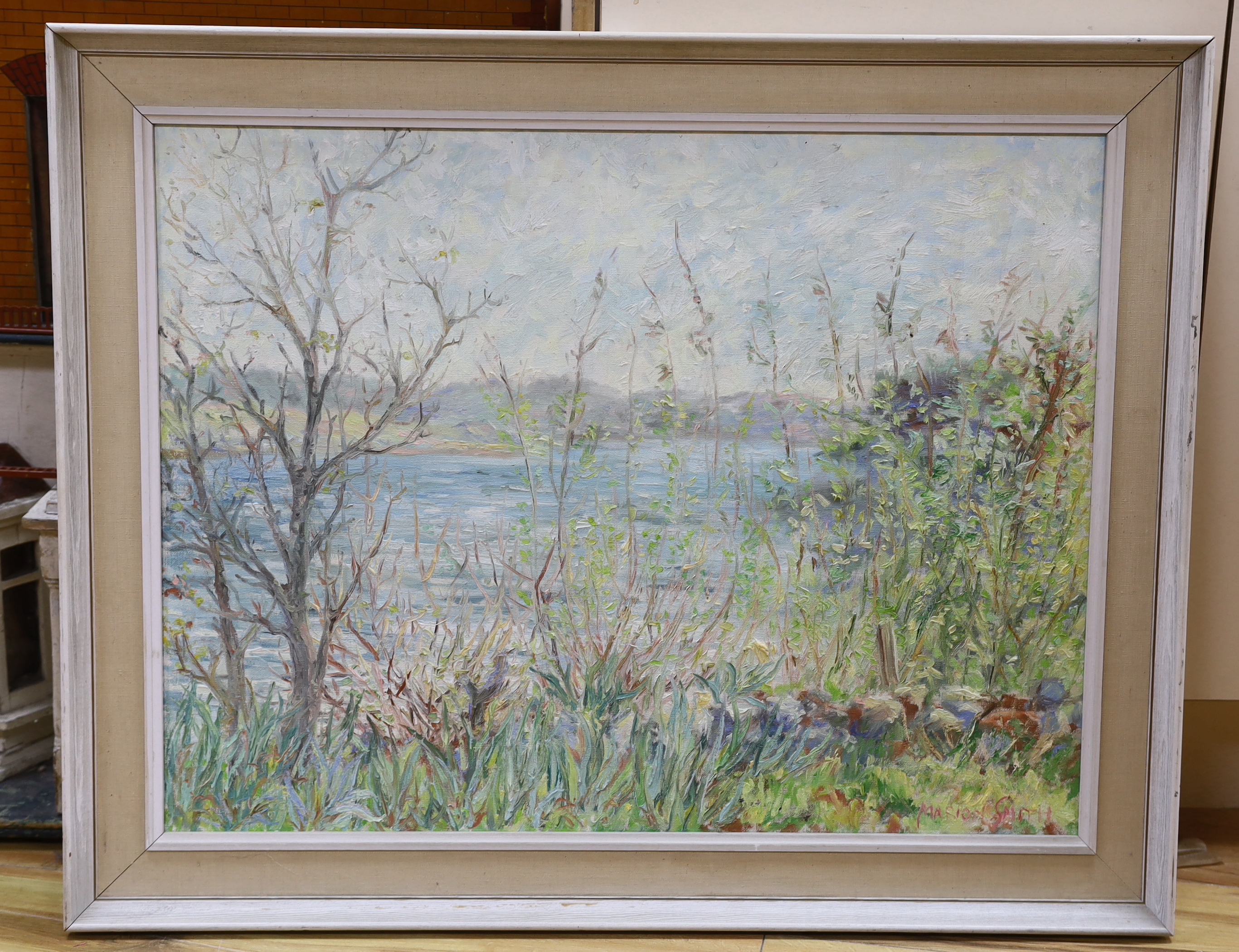 Marion Smith (b.1969), oil on canvas, View of an estuary, signed, 57 x 75cm